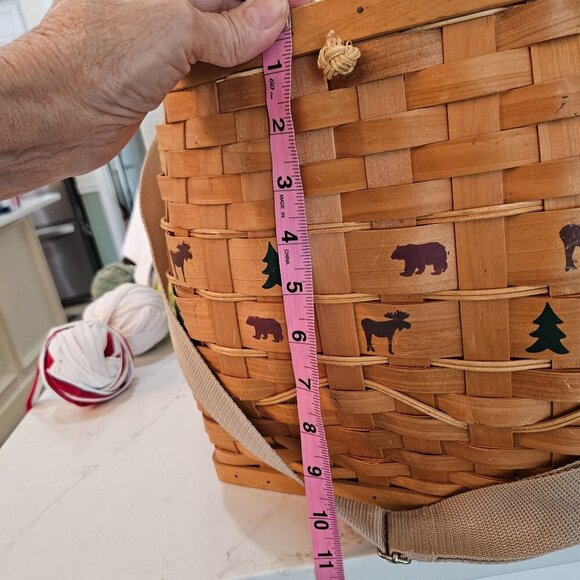 Northwood Woven Creel Fishing Basket Wildlife Print Hinged Lid, Adjustable Strap - Picture 11 of 11